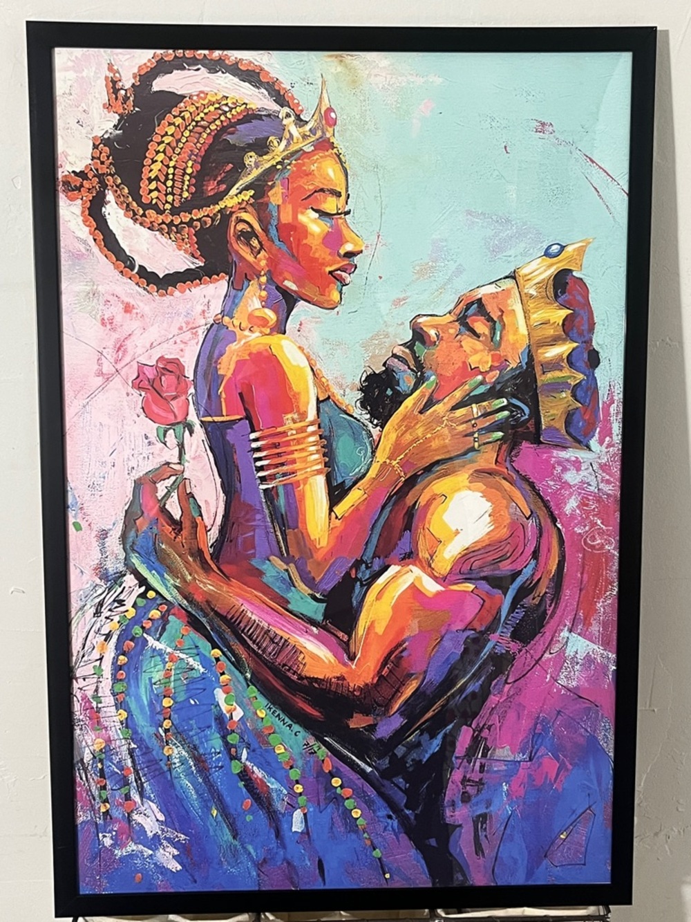 Hand Crafted Royal Embrace Wall Art - Multicolor 16”x24” - Picture 1 of 5